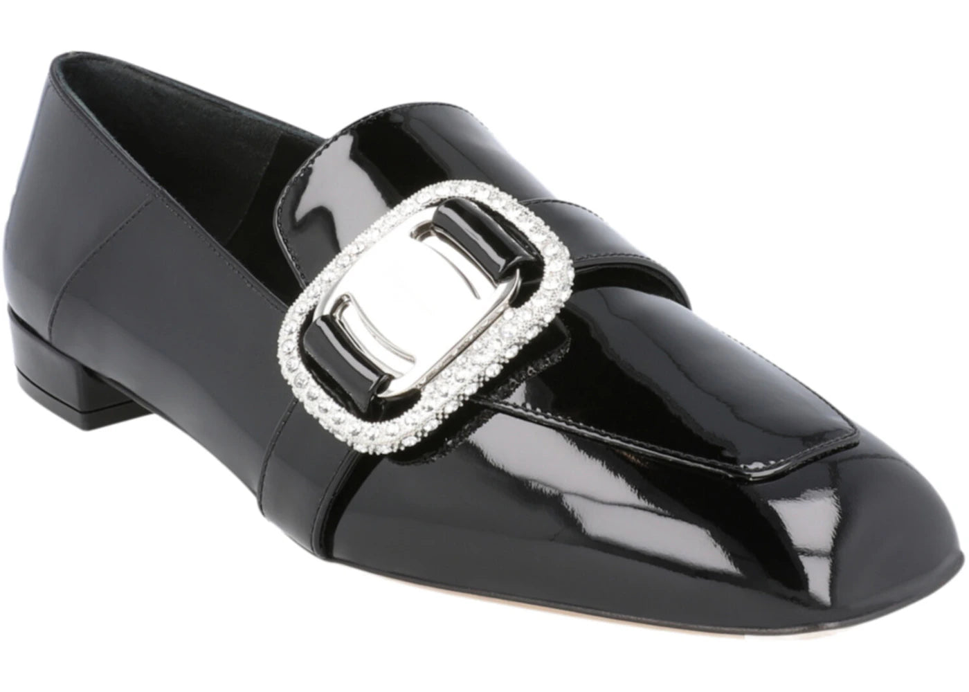ferragamo wang 10 patent leather loafers black (women's) wide