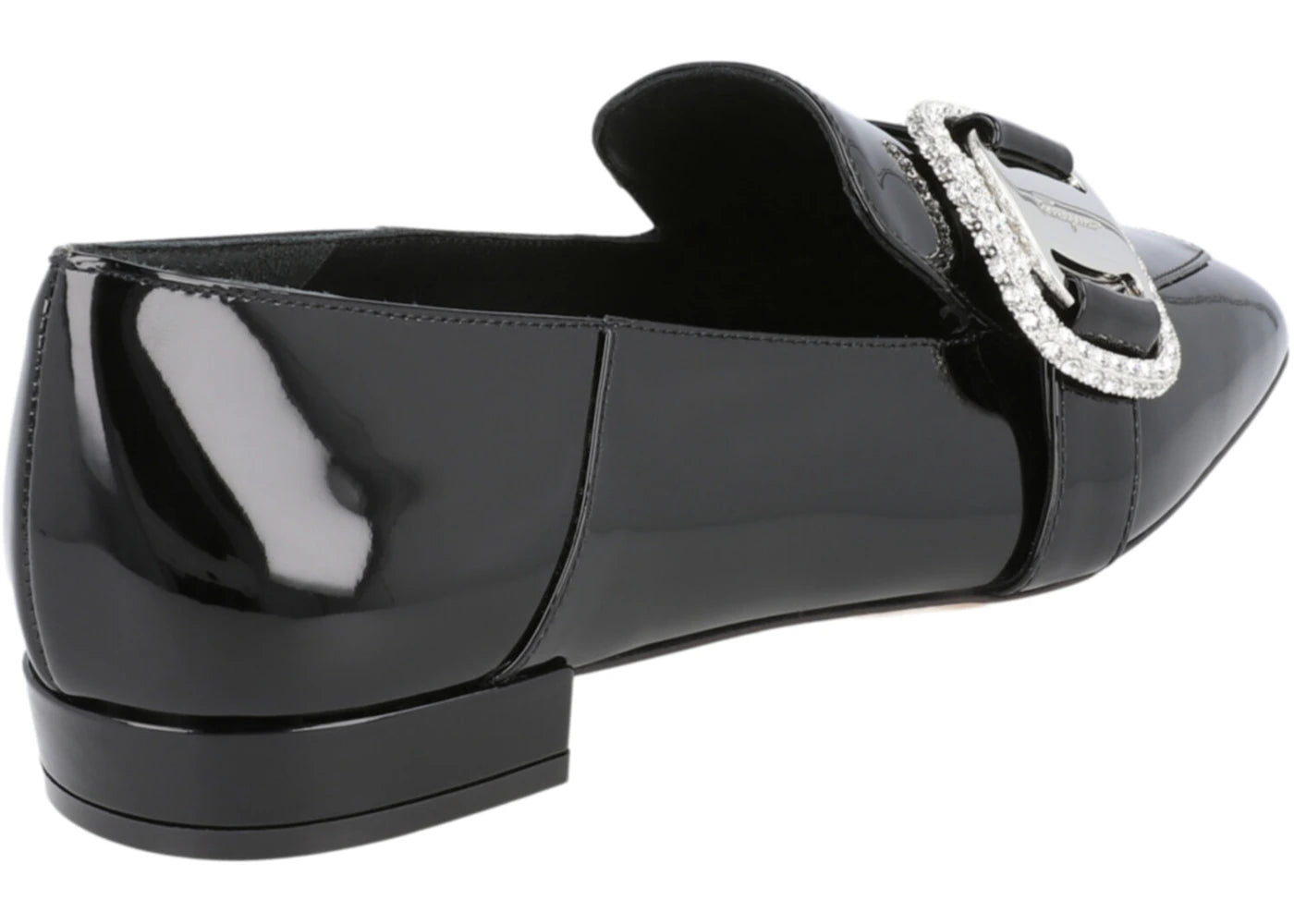 ferragamo wang 10 patent leather loafers black (women's) wide