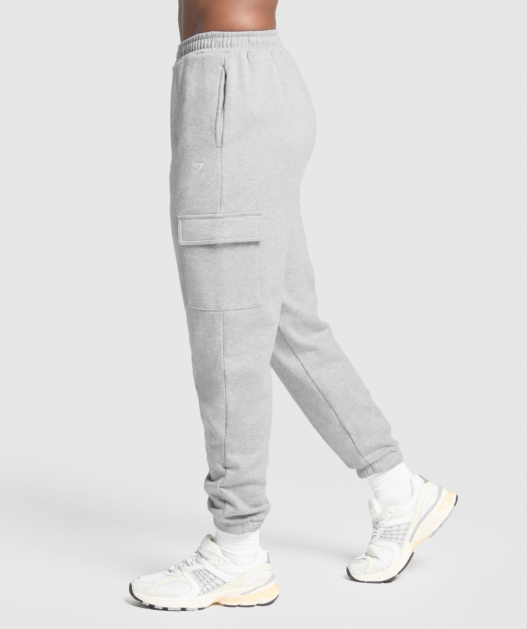Women's Gymshark Fleece Cargo Joggers Light Grey Core Marl