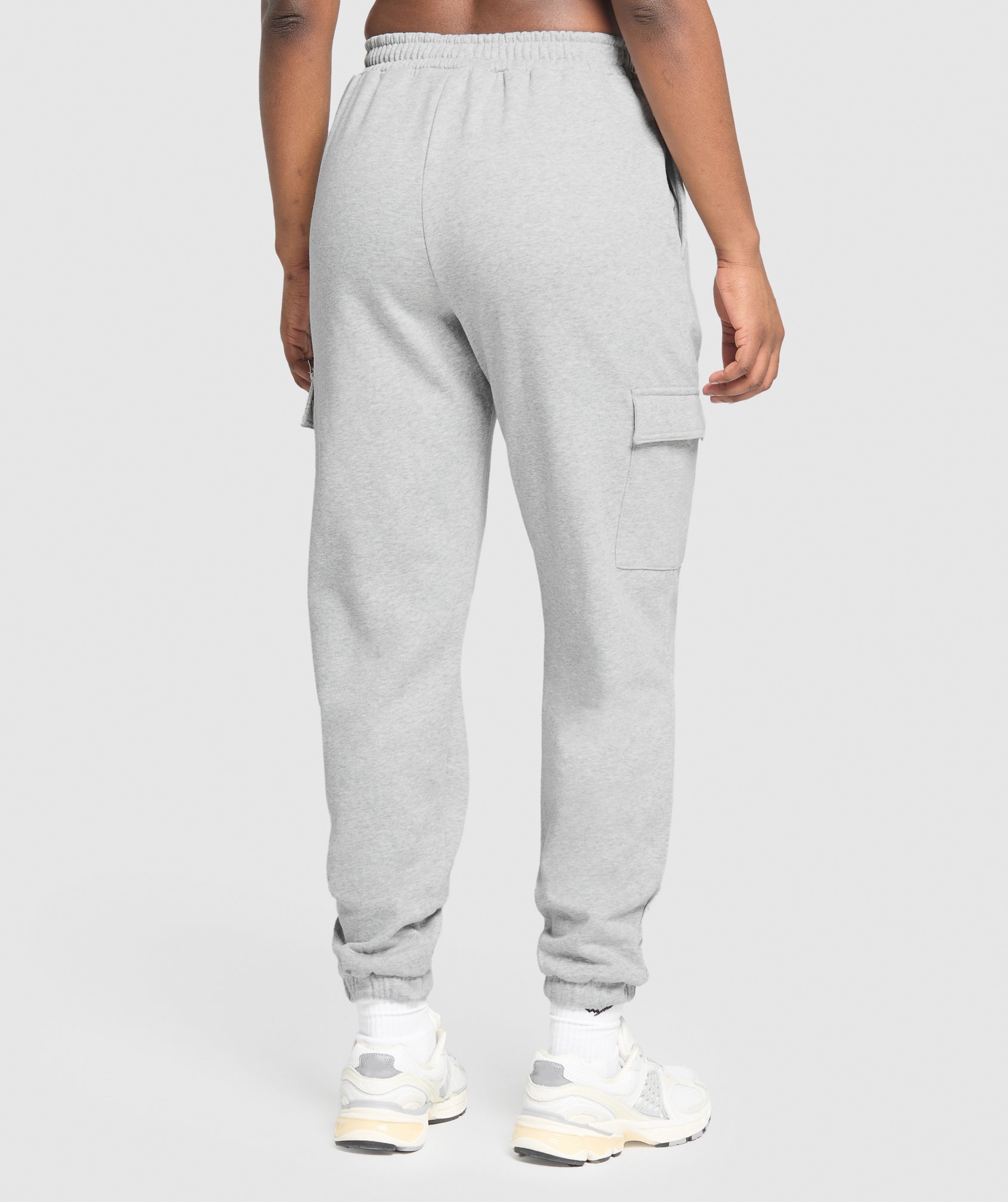 Women's Gymshark Fleece Cargo Joggers Light Grey Core Marl