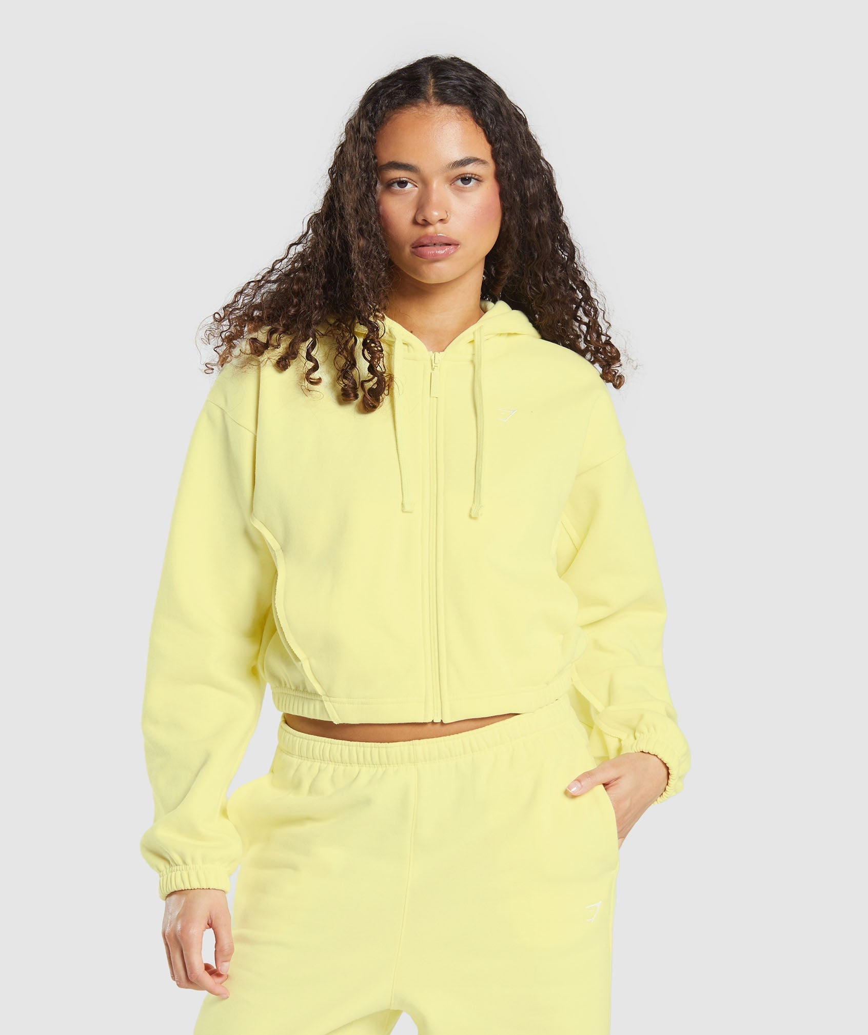 Women's Gymshark Fleece Zip Hoodie Refresh Yellow