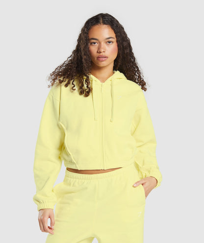 Women's Gymshark Fleece Zip Hoodie Refresh Yellow