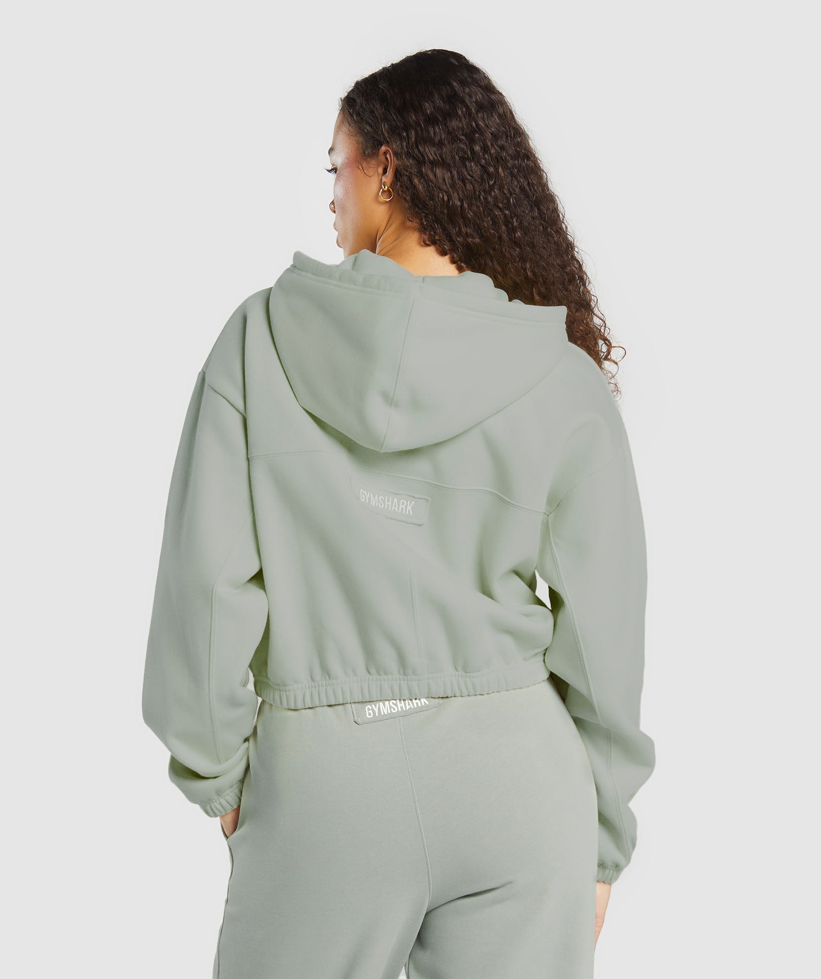 Women's Gymshark Fleece Zip Hoodie Stone Grey