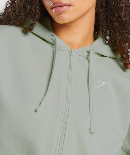 Women's Gymshark Fleece Zip Hoodie Stone Grey