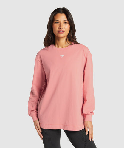 Women's Gymshark Fraction Long Sleeve T-Shirt Classic Pink
