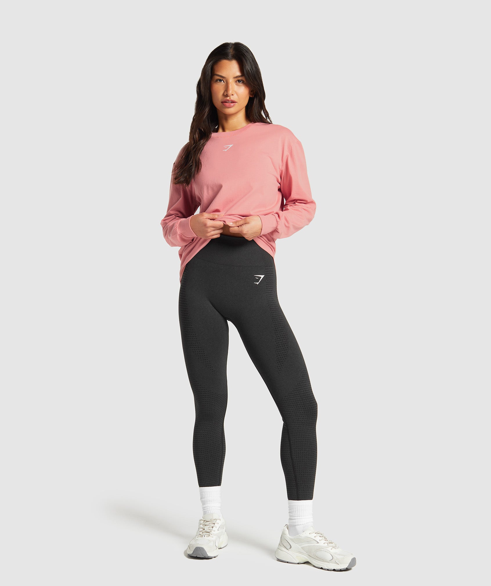 Women's Gymshark Fraction Long Sleeve T-Shirt Classic Pink