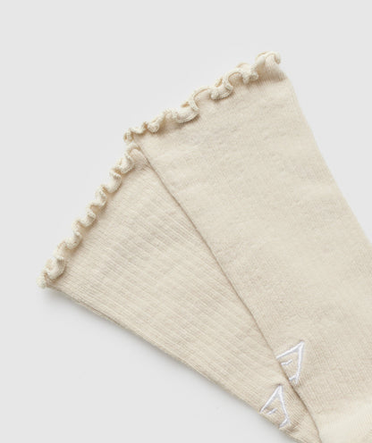 Women's Gymshark Frill Crew Single Sock Cream Beige