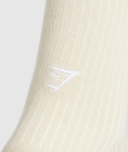 Women's Gymshark Frill Crew Single Sock Cream Beige