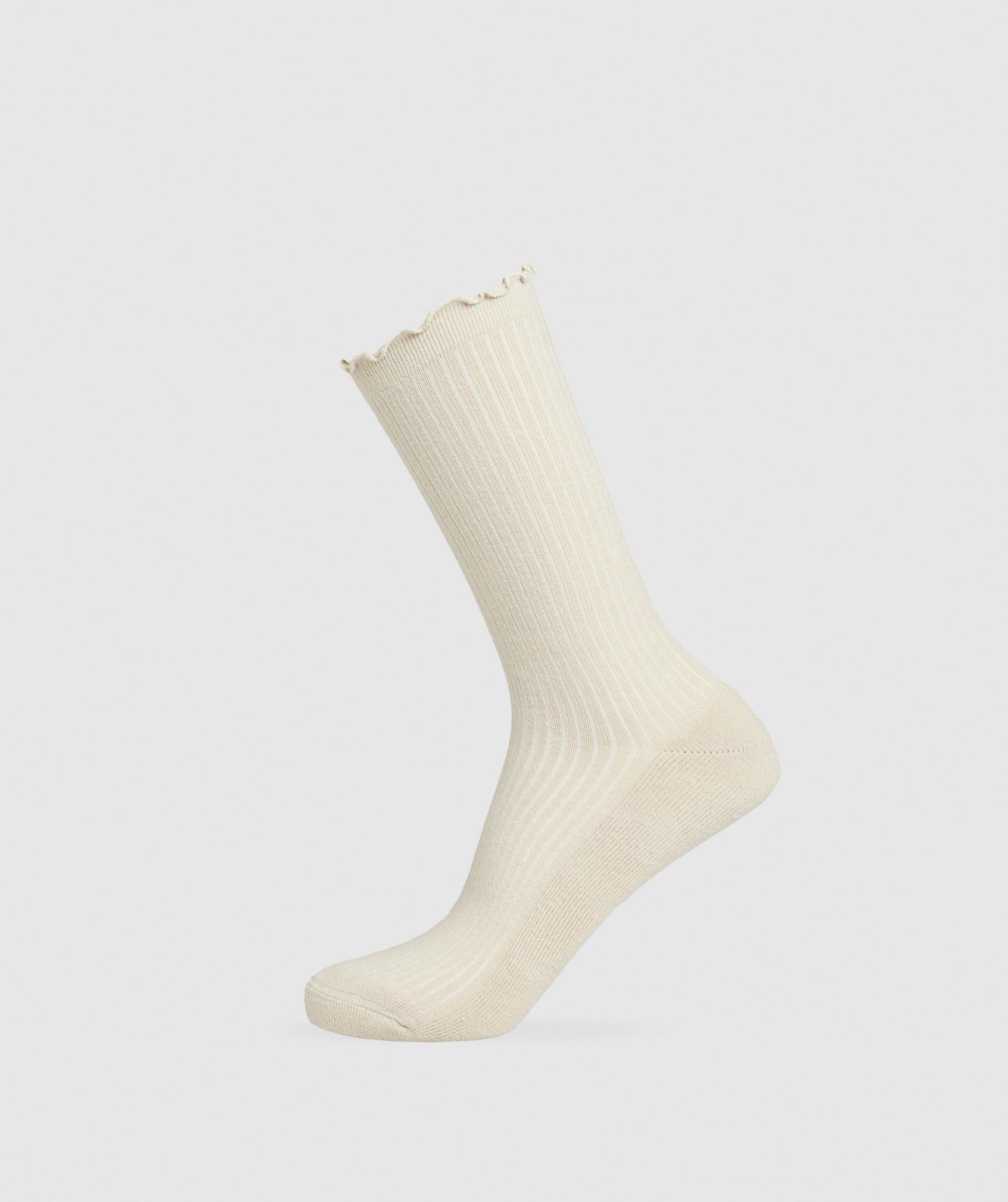 Women's Gymshark Frill Crew Single Sock Cream Beige