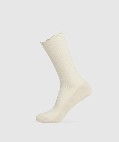 Women's Gymshark Frill Crew Single Sock Cream Beige
