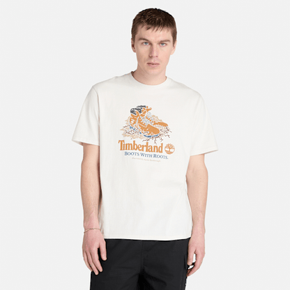 Timberland Front Boot Graphic Tee Vintage White