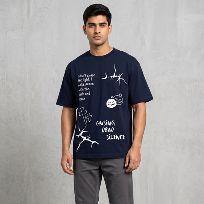 MIDNIGHT SPOOKY NAVY MEN’S OVERSIZED T-SHIRT