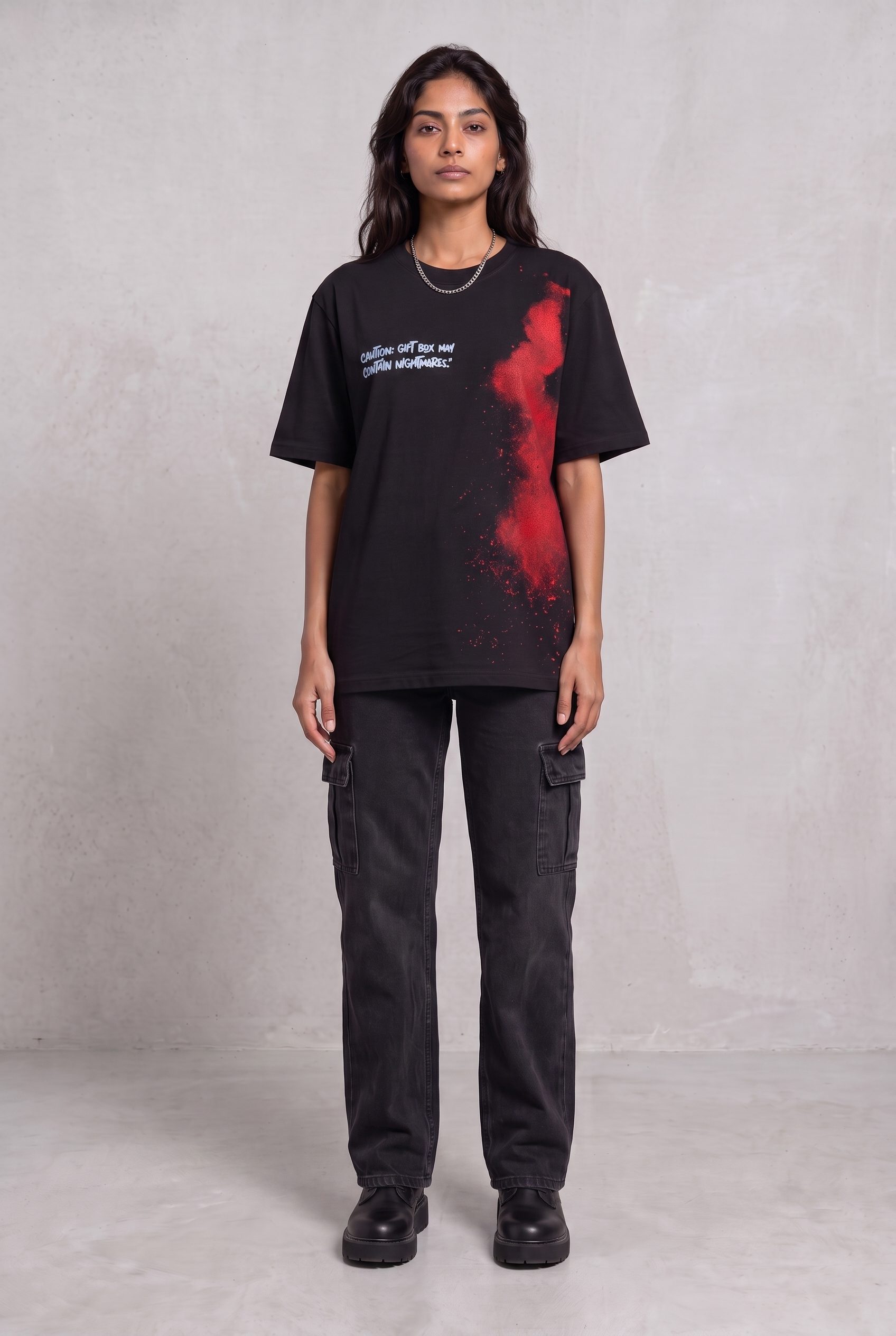 DARK SECRET BLACK WOMEN’S OVERSIZED T-SHIRT