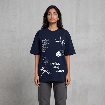MIDNIGHT SPOOKY NAVY WOMEN’S OVERSIZED T-SHIRT