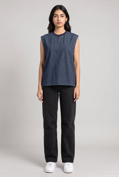 BLUE DENIM WOMEN'S TANK TOP