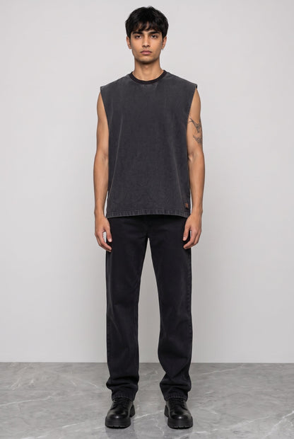 BLACK DENIM MEN'S TANK TOP