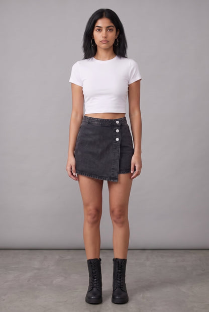 BLACK DENIM WOMEN'S SKORT