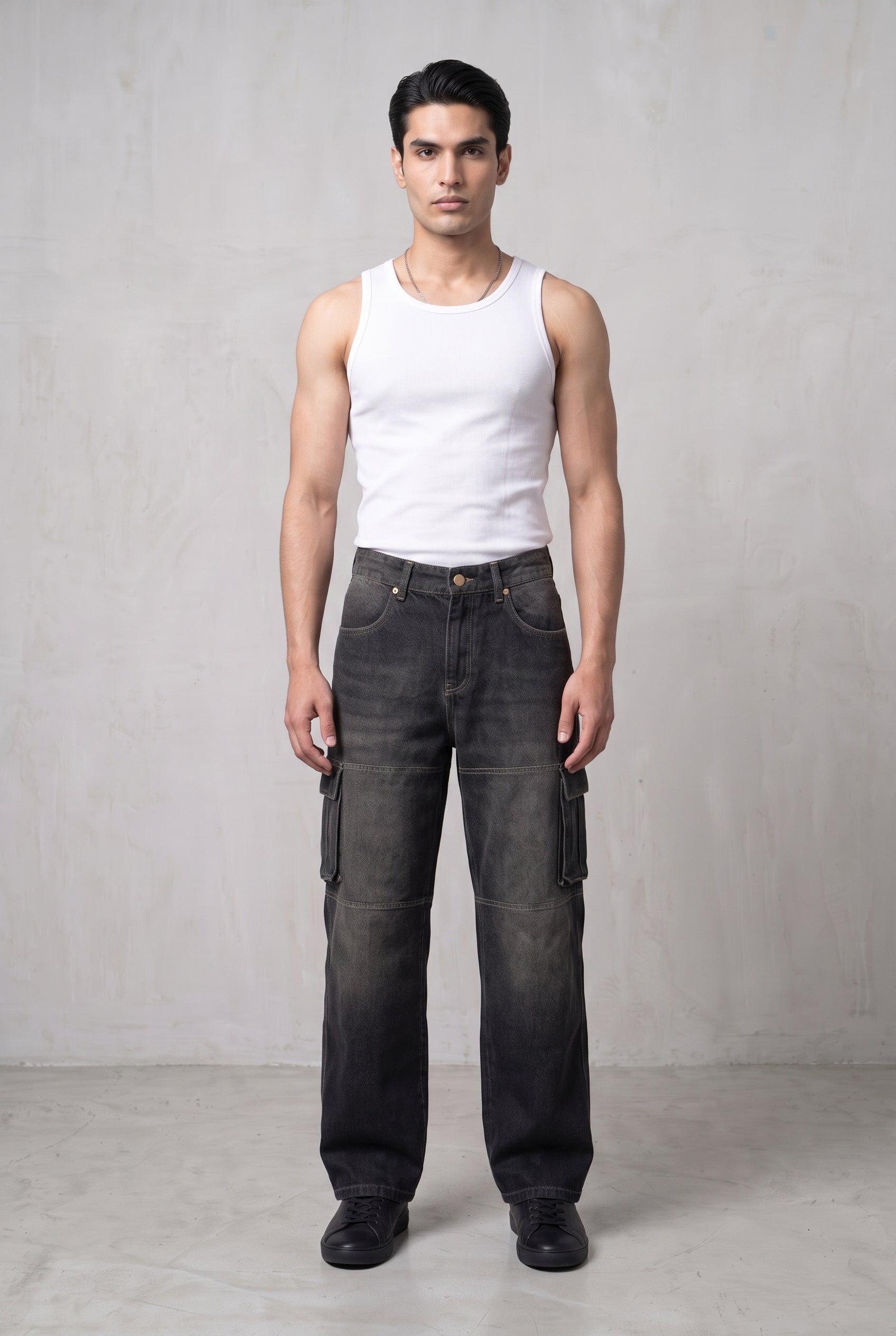 CARBON BLACK DENIM MEN'S CARGO