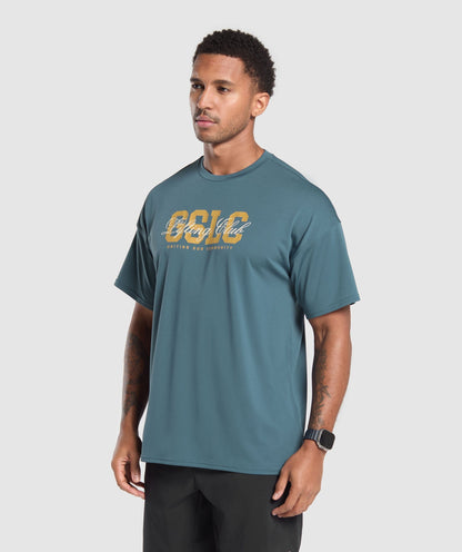 Gymshark Script Graphic T-Shirt Cargo Blue