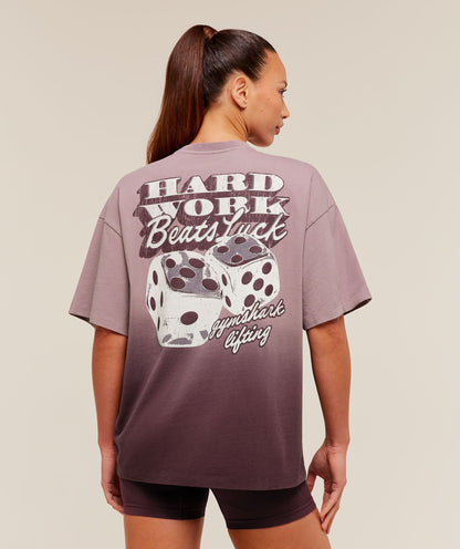 Women's Gymshark Hard Work Dice Graphic Short Sleeve T-Shirt Cherry Purple