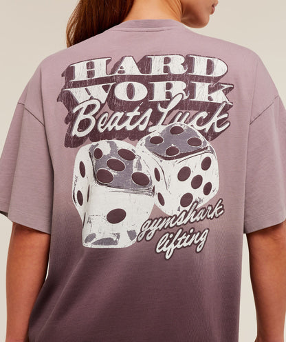 Women's Gymshark Hard Work Dice Graphic Short Sleeve T-Shirt Cherry Purple