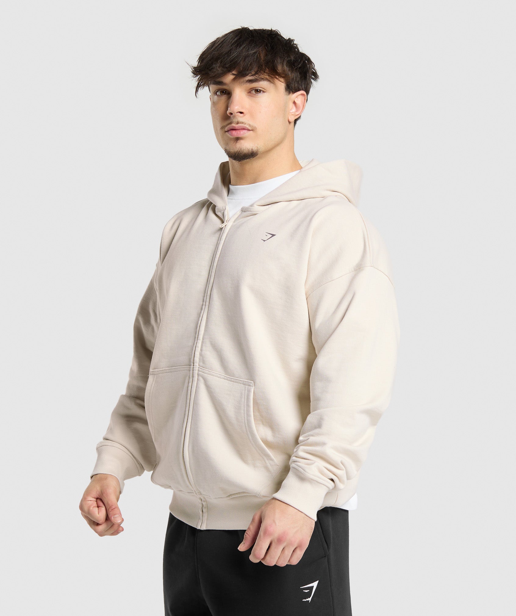 Gymshark Atlas Zip Up Hoodie Oat White