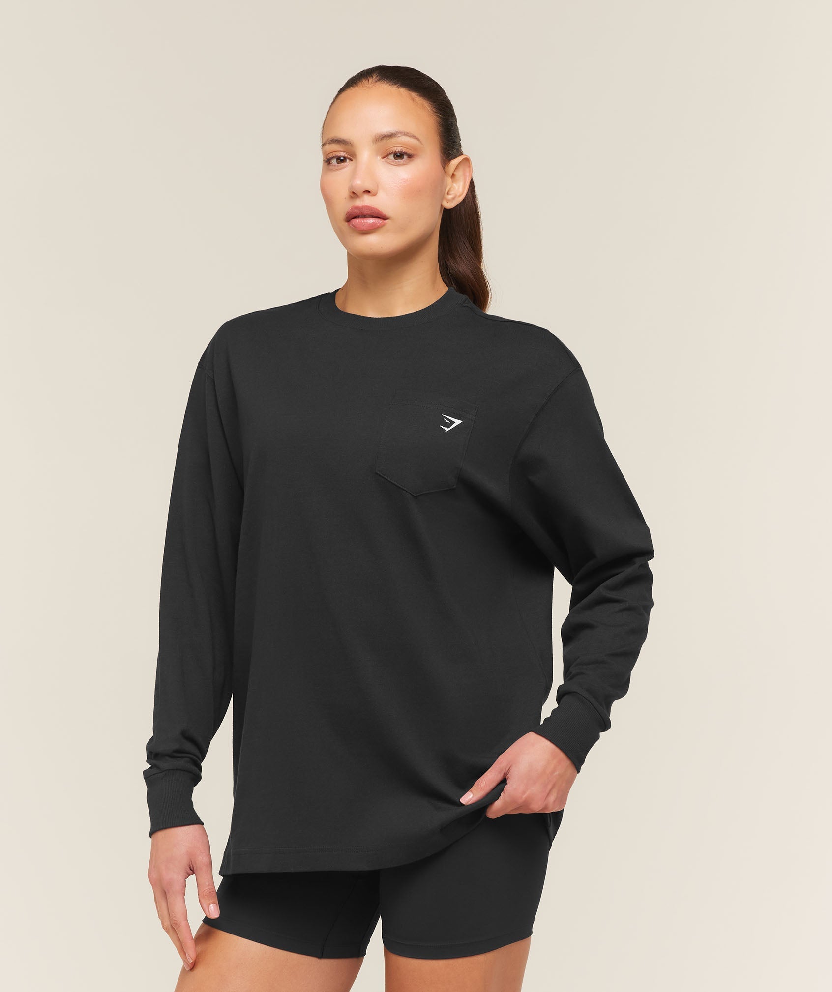 Women's Gymshark Juicy Peach Long Sleeve T-Shirt Black