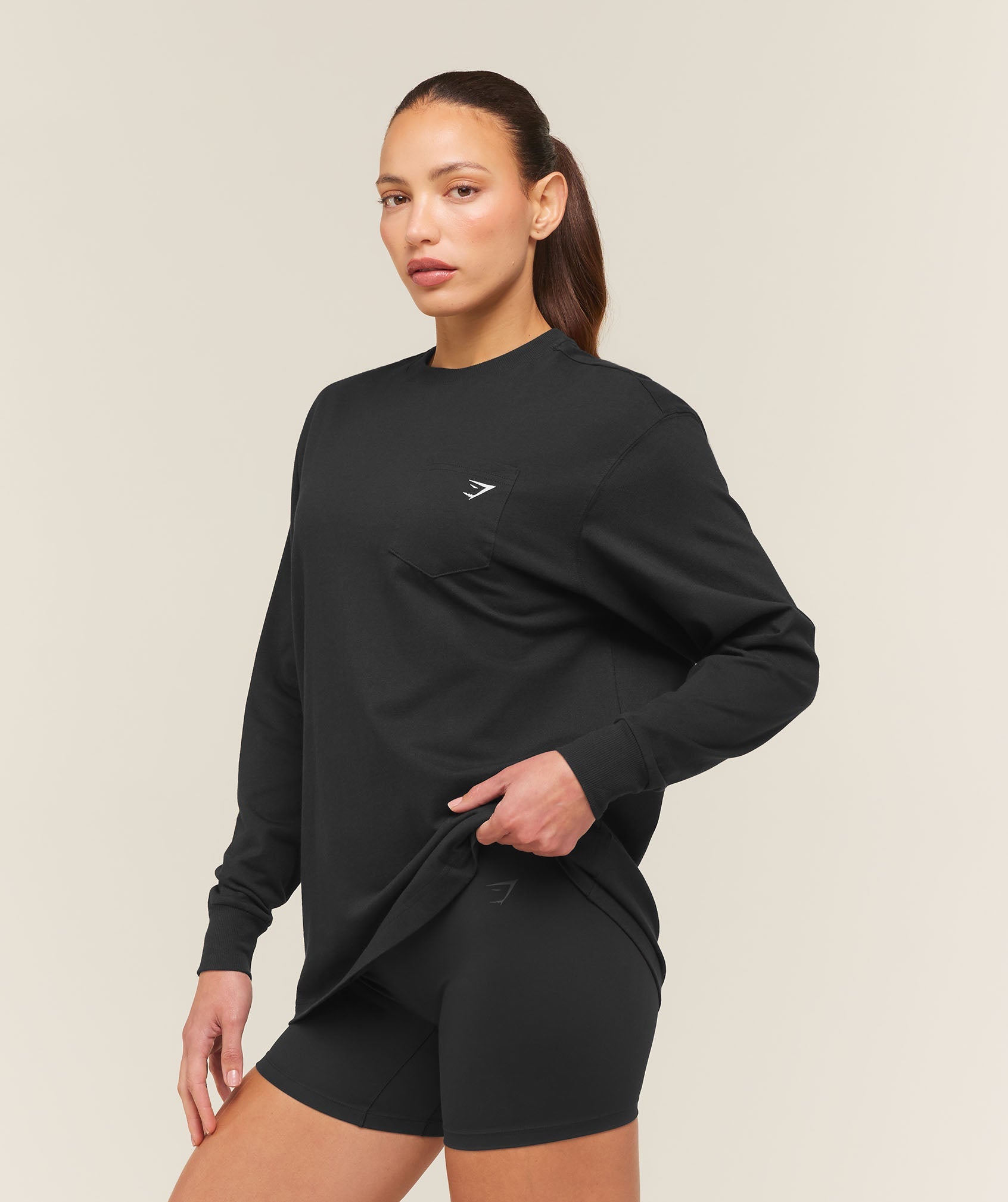 Women's Gymshark Juicy Peach Long Sleeve T-Shirt Black