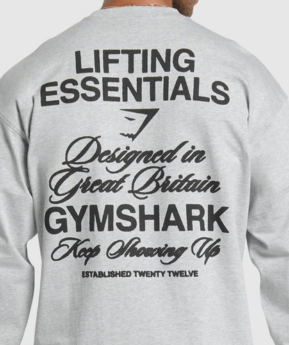 Gymshark Est 2012 Long Sleeve T-Shirt Light Grey Core Marl