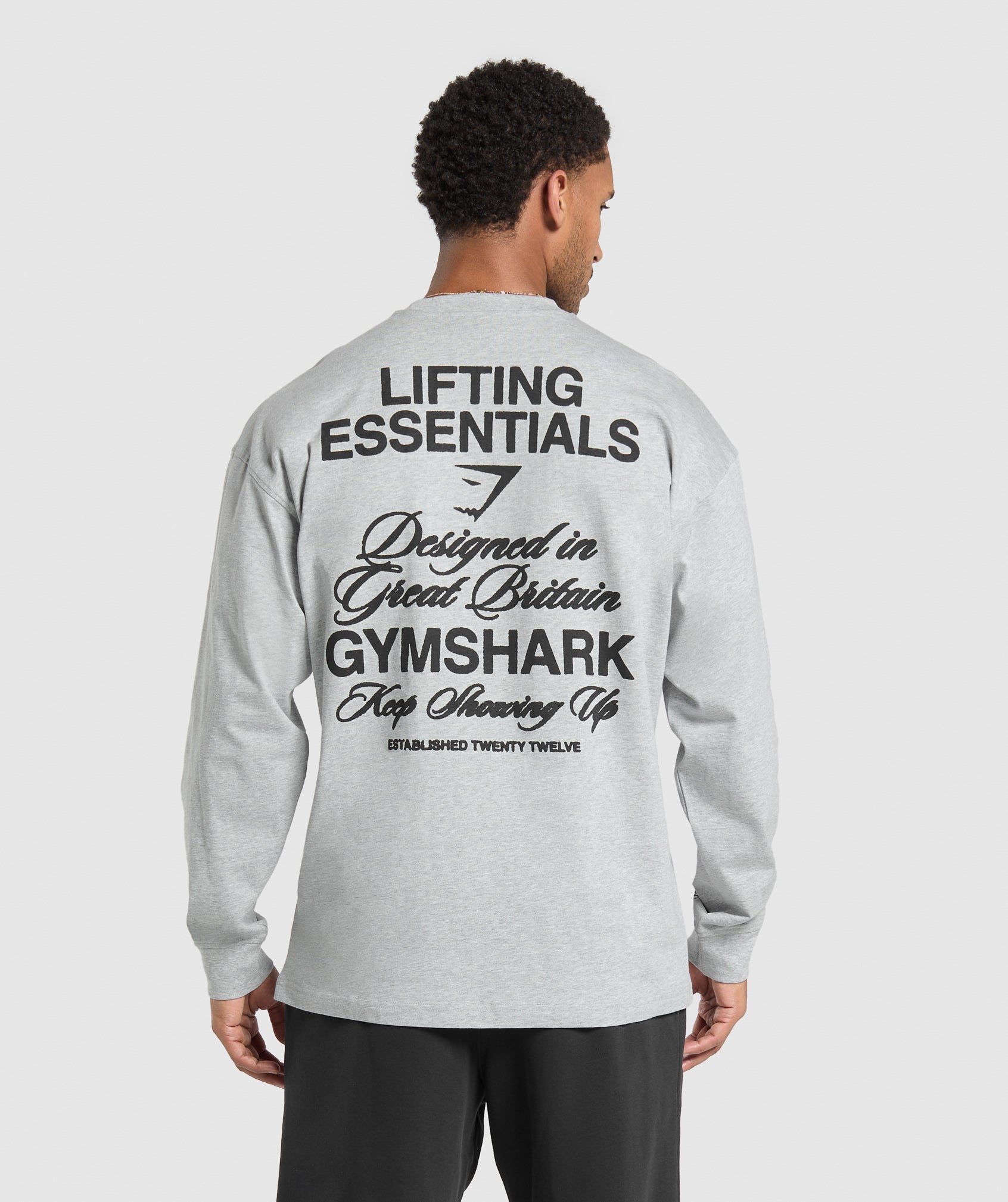 Gymshark Est 2012 Long Sleeve T-Shirt Light Grey Core Marl