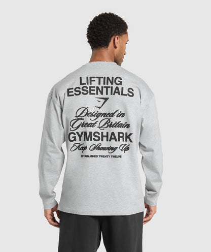 Gymshark Est 2012 Long Sleeve T-Shirt Light Grey Core Marl