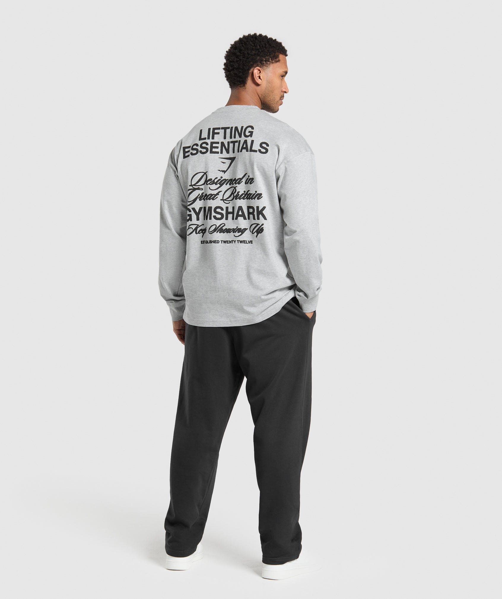 Gymshark Est 2012 Long Sleeve T-Shirt Light Grey Core Marl