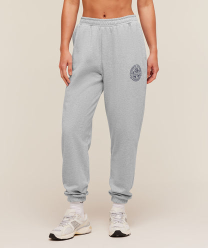 Women's Gymshark Strength And Fitness Crest Graphic Joggers Light Grey Core Marl
