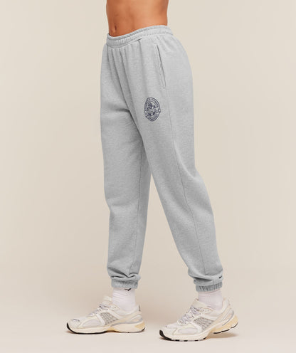 Women's Gymshark Strength And Fitness Crest Graphic Joggers Light Grey Core Marl