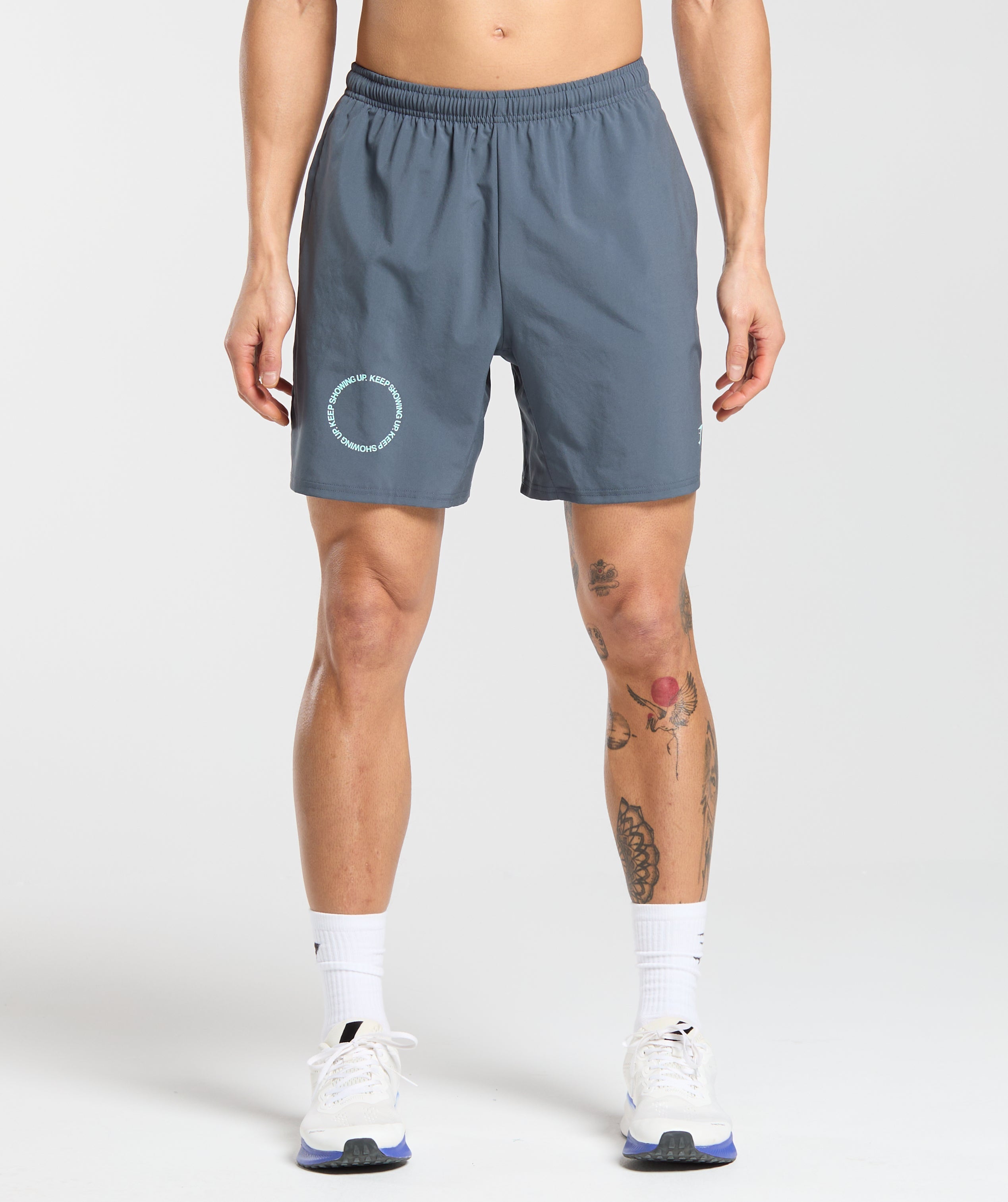 Gymshark Keep Showing Up 7" Shorts Titanium Blue