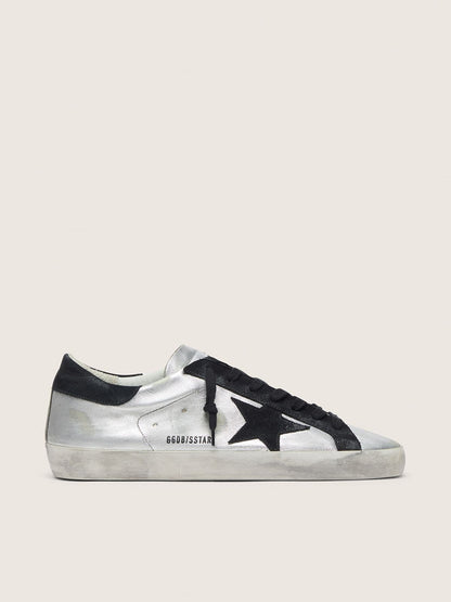 Golden Goose Mens Super-Star In Silver Leather Mens