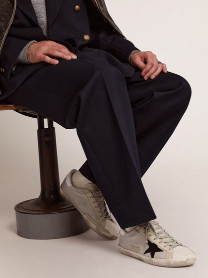Golden Goose Mens Super-Star In Leather With Black Star Mens