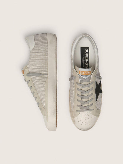 Golden Goose Mens Super-Star In Leather With Black Star Mens