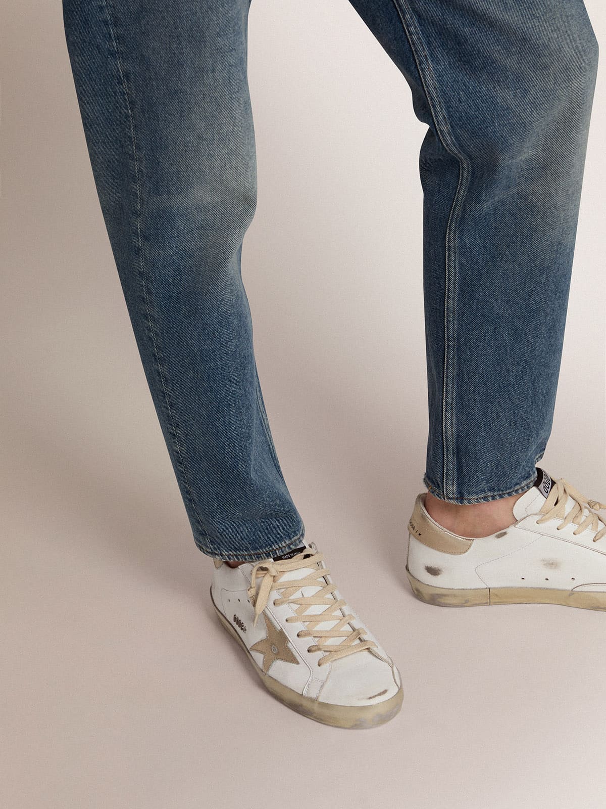 Golden Goose Mens Super-Star With Gold Sparkle Foxing And Lettering Mens