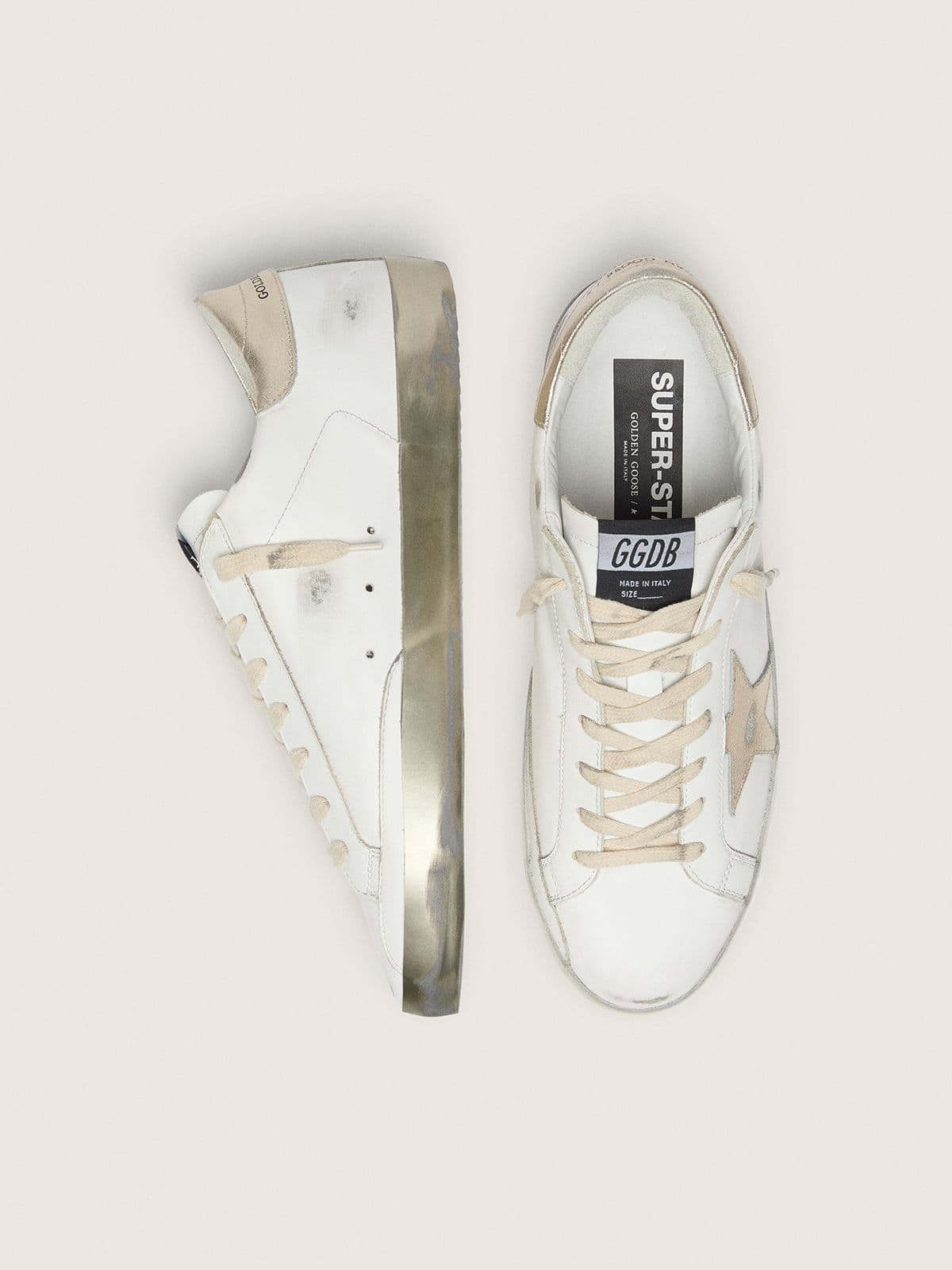Golden Goose Mens Super-Star With Gold Sparkle Foxing And Lettering Mens