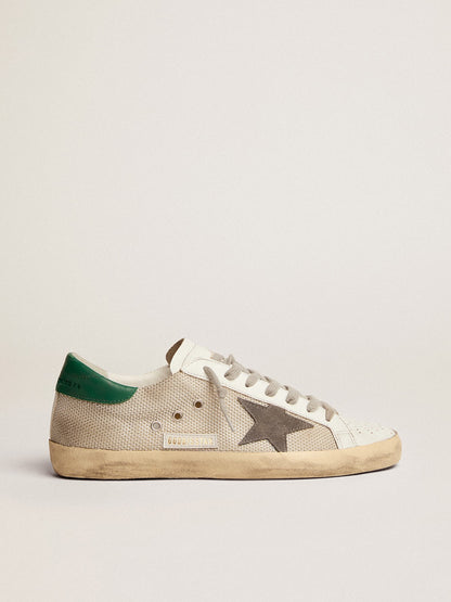 Golden Goose Mens Super-Star In Light Silver Mesh With Gray Star Mens