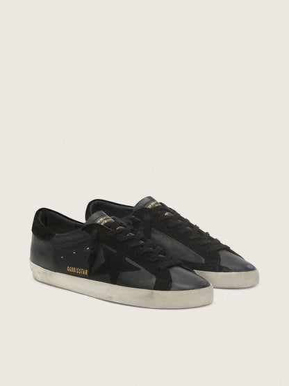 Golden Goose Mens Super-Star In Black Nappa With Black Suede Star And Heel Tab Mens