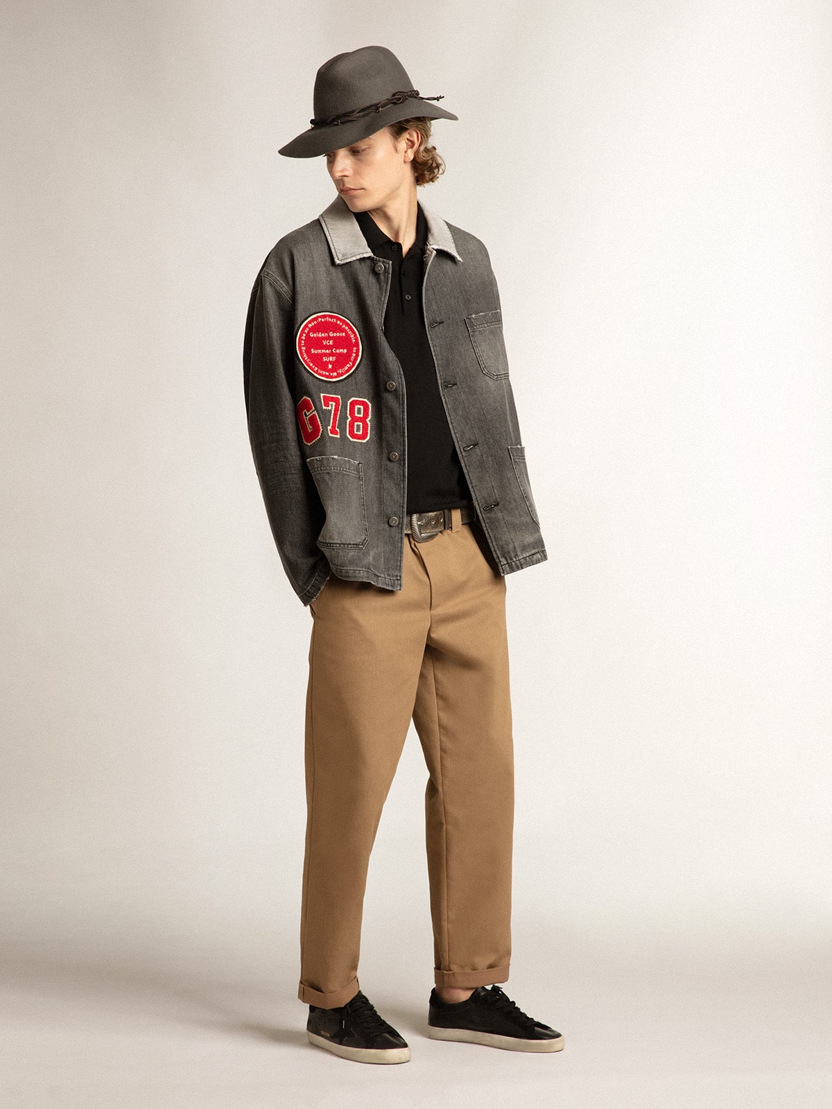 Golden Goose Mens Super-Star In Black Nappa With Black Suede Star And Heel Tab Mens