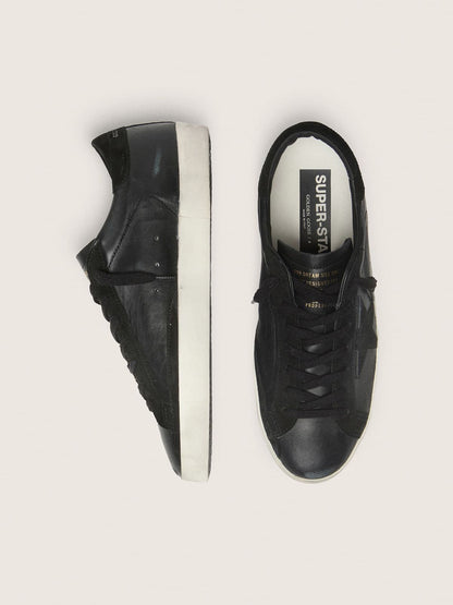 Golden Goose Mens Super-Star In Black Nappa With Black Suede Star And Heel Tab Mens