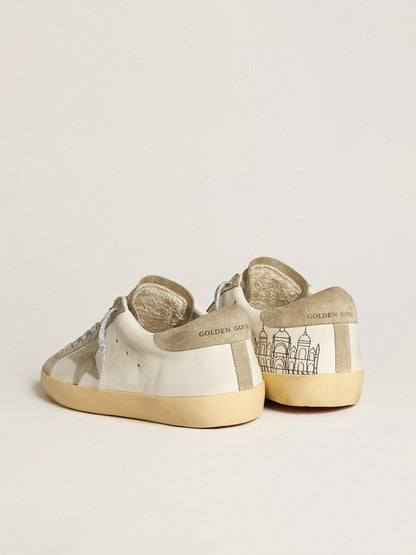 Golden Goose Mens Super-Star In Nappa With Ice-Gray Suede Star And Black Embroidery Mens