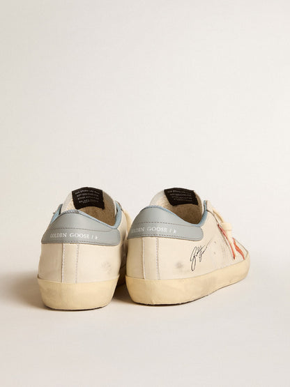 Golden Goose Mens Super-Star With Crocodile-Print Star And Silver-Blue Heel Tab Mens