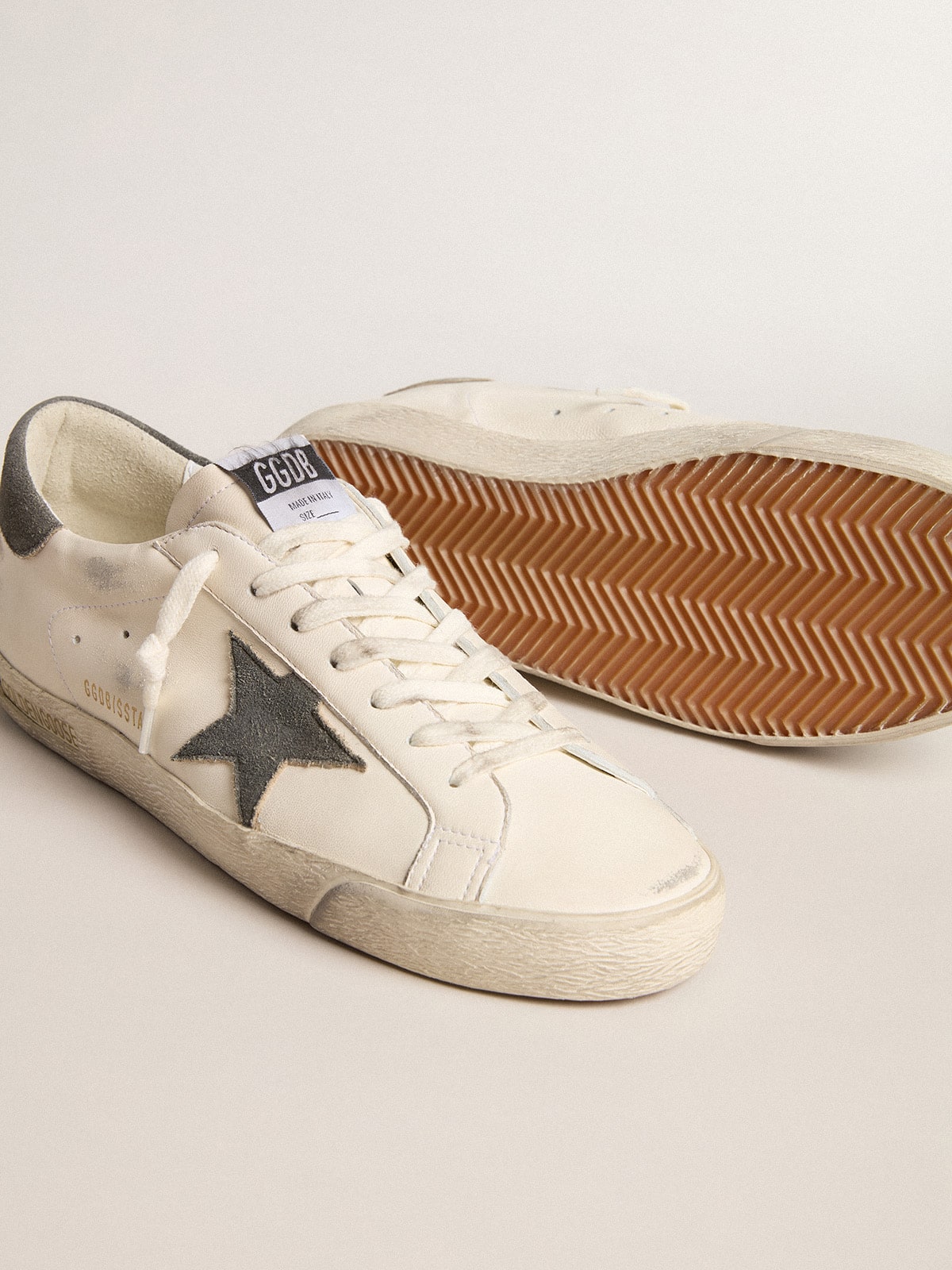 Golden Goose Super-Star In Nappa With Gray Suede Star And Heel Tab Mens