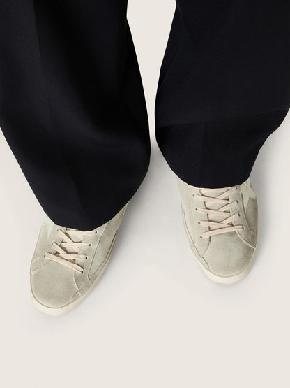 Golden Goose Mens Super-Star In Light Gray Suede With White Leather Star Mens