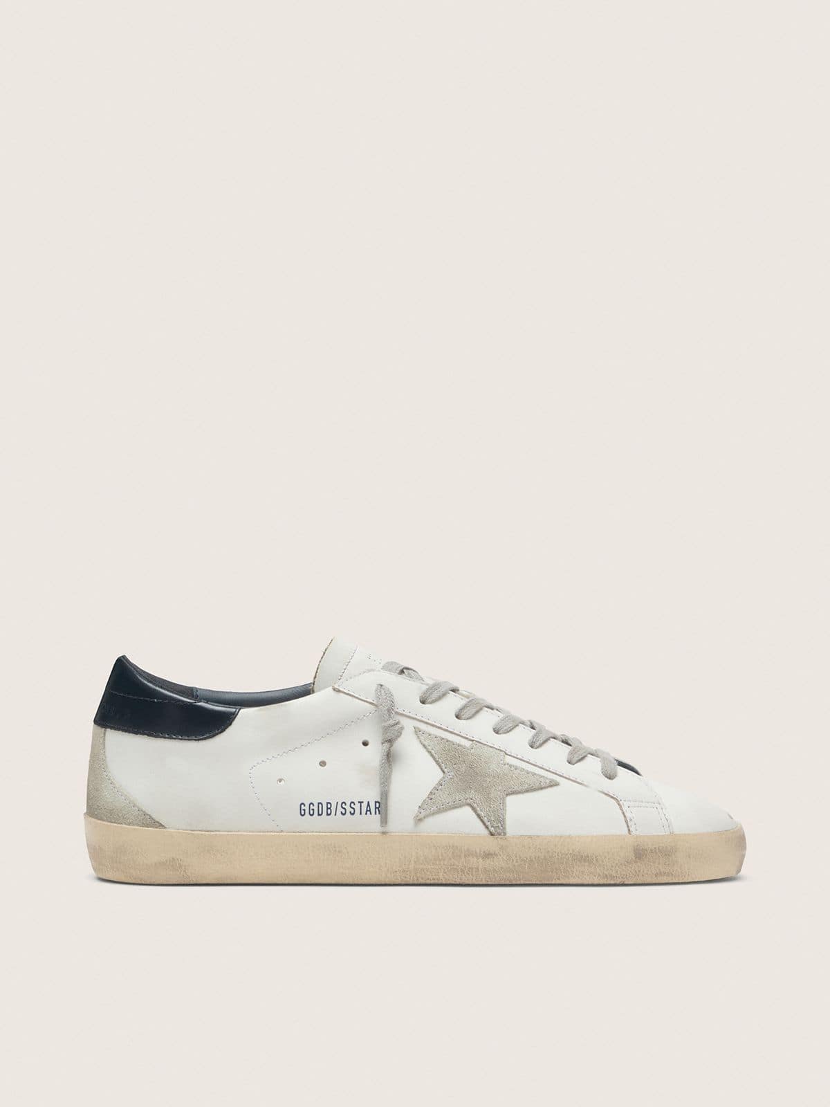 Golden Goose Mens Super-Star With Suede Star And Blue Heel Tab Mens