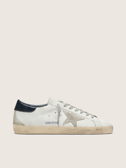 Golden Goose Mens Super-Star With Suede Star And Blue Heel Tab Mens